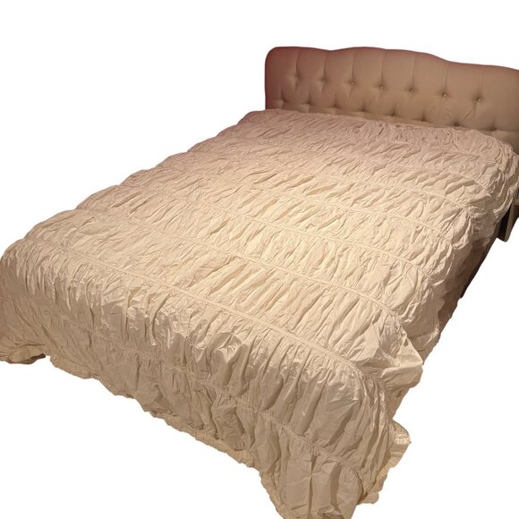 Anthropologie Other - Anthropologie Cirrus Duvet Cover Cream Cotton Ruffle Y2K Queen Comforter 1 Sham